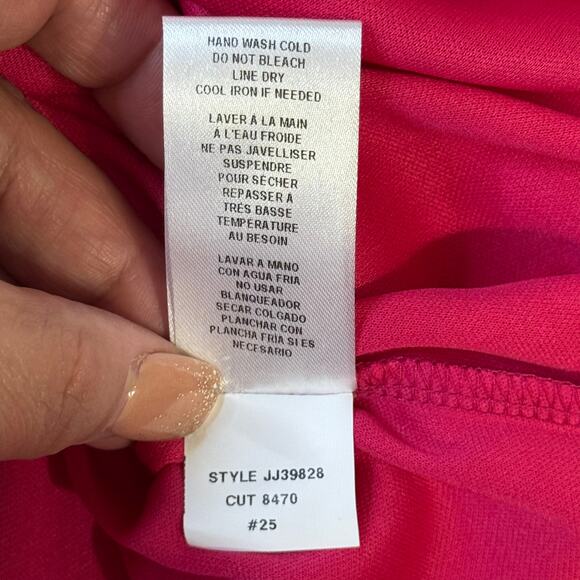 Julia Jordon Pink / Raspberry Long Sleeve Lapel Neck Wrap Midi Dress Size 12 NWT - Picture 14 of 15